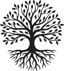 Obraz premium Stylized Tree of Life with Roots and Leaves