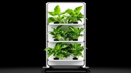 Innovative high tech indoor farming system showcasing minimalist vertical garden design for sustainable urban agriculture and modern living spaces