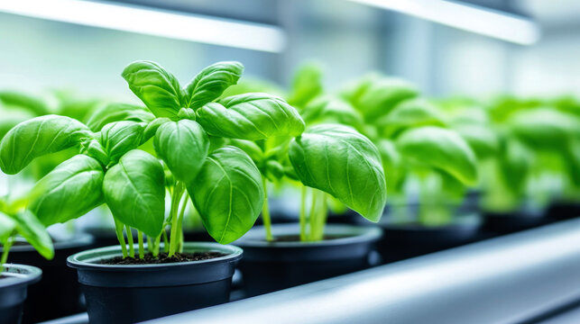 Fresh basil cultivation in hydroponic setup for urban gardening inspiration and innovative indoor farming techniques
