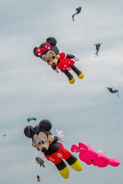 Southsea England - July 27 2025: Mickey and Minnie Mouse ktes at Portsmouth International kite festival