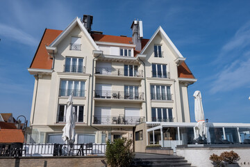 Cosy seaside holiday village on North Sea, built in belle epoque style in Flanders, De Haan or Le Coq sur Mer, Belgium