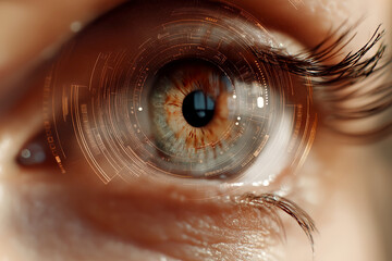 Futuristic Eye with Digital Interface Elements: Technology and Vision in Cutting-Edge Cyber Design