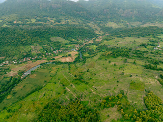 Obraz premium Terraced Village Sunset