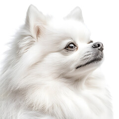 Fototapeta premium Close-up of a Fluffy White Dog Isolated on White Background