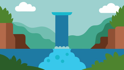 The Tranquil Scene of a Small Hidden Waterfall Nature