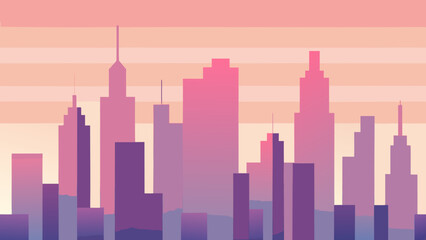 Fototapeta premium Urban Skyline with Pastel Gradients High Rise Towers and Modern City