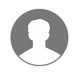 Cool men profile avatar icon with stylish silhouette inside gray circle for modern minimalist design and user interface