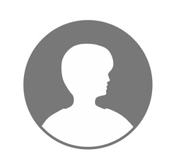 Side view man profile avatar icon with clean silhouette inside gray circle for modern minimalist design and user interface