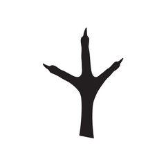 Turkey bird foot print silhouette vector flat illustration design on white background