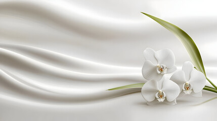 Obraz premium White Orchid On Smooth Flowing Silk