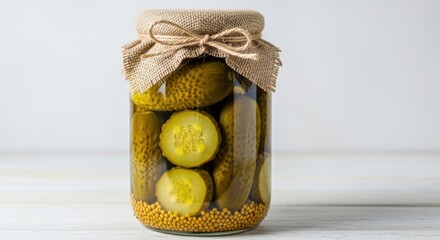 Jar of pickles isolated on white background