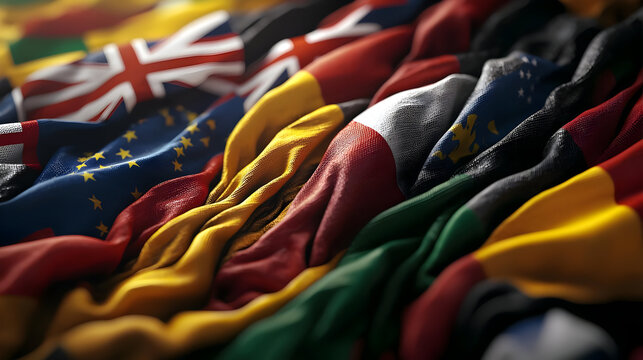 Close Up View Of International Flags