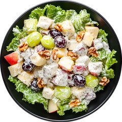 Delicious Waldorf Salad with Fresh Apples, Grapes, Walnuts, and Lettuce