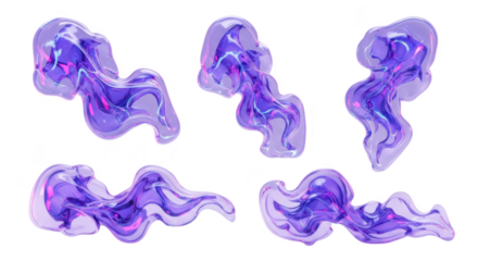 Abstract 3D render of swirling transparent purple smoke-like forms against a lavender background; ideal for digital art or design