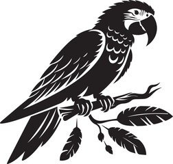 Bird Parrot Logo Vector Black Silhouette Illustration