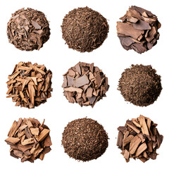 Professional Tree Bark Mulch Isolated on White Background for Design Projects