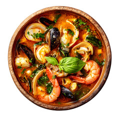Exquisite Seafood Soup With Fresh Herbs for Culinary Art, Gourmet Cooking, and Menu Design
