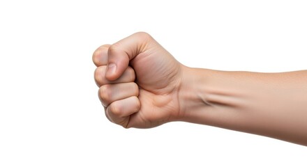 Human fist gesture isolated on white background