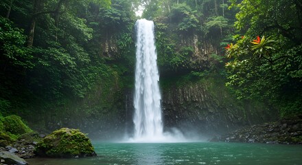 Stunning La Fortuna Waterfall Cascading in a Costa Rican Rainforest