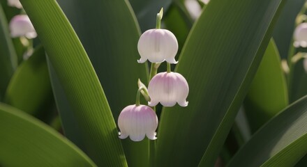 Delicate pink lily of the valley flowers isolated on transparent background