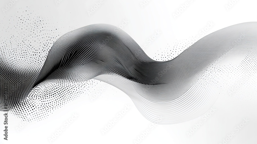 Wall mural ui interface background with black and white curved lines, vector flat design high resolution, for w