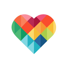 Colorful Heart Icon Isolated on a Transparent Background