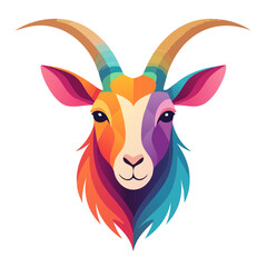 Colorful Goat Icon Isolated on a Transparent Background