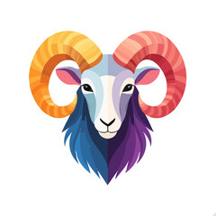 Colorful Big Horn Sheep Ram Icon Isolated on a Transparent Background
