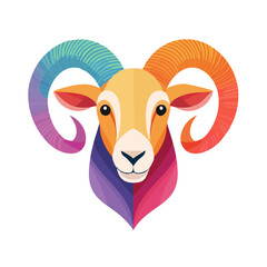 Colorful Big Horn Sheep Ram Icon Isolated on a Transparent Background