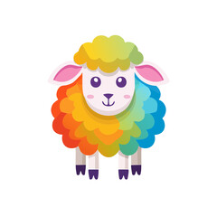 Colorful Sheep Icon Isolated on a Transparent Background