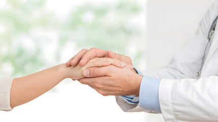 Obraz premium Doctor offering comfort and support by holding patient's hand with gentle care and compassion