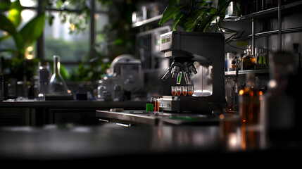 Fototapeta premium Modern Laboratory Equipment In Dark Setting