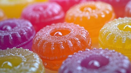 Colorful gelatin candies arranged in vibrant patterns