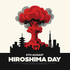 Obraz premium Hiroshima Day Vector Illustration | 6 August Japan Peace Poster, Memorial Skyline Design & Historical Remembrance Graphic for Awareness