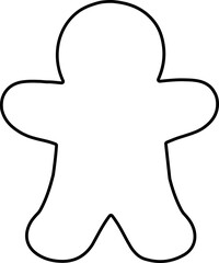 Cute chubby gingerbread man outline Isolated.
Holiday gingerbread man cookies line vector.
Transparent background. svg.