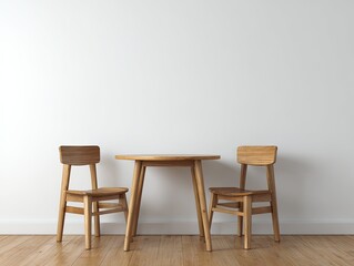 Simple wooden table and chairs in a room (1)