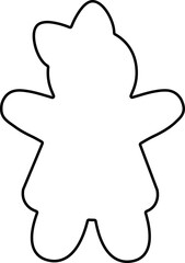 Cute chubby gingerbread man outline Isolated.
Holiday gingerbread man cookies line vector.
Transparent background. svg.