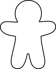Cute chubby gingerbread man outline Isolated.
Holiday gingerbread man cookies line vector.
Transparent background. svg.
