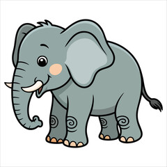 Cute cartoon elephant in a flat style vector illustration for children, perfect for posters, greeting cards and playful kids design projects