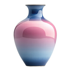 Gradient ceramic vase with soft pastel tones isolated on transparent background.