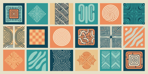 A diverse array of vector patterns in multiple colors, featuring unique designs and styles..eps