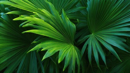 Lush, vibrant palm fronds