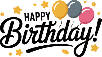 Celebrate a joyful birthday with colorful balloons and twinkling stars designed in bold playful