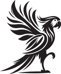 Bird Parrot Logo Vector Black Silhouette Illustration