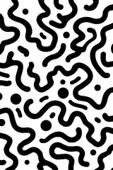 Abstract sea foam pattern with bold black lines - design for artistic background