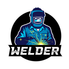 Welder Man Logo &ndash; Industrial Trade Emblem