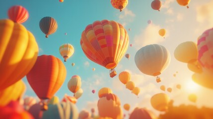 Colorful hot air balloons soaring in a bright sky (1)