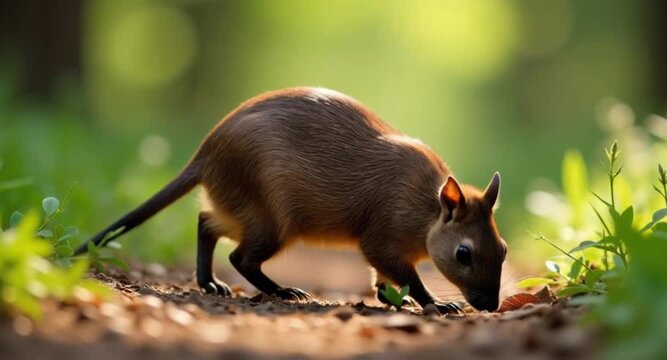 "Agouti Walking Calmly in Natural Forest Habitat Captured in 4K Ultra HD Wildlife Video with Soft Lighting and Cinematic Professional Quality"

