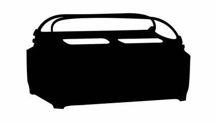 Silhouette of a modern toaster oven with a curved handle and rectangular body on a white background | editable eps vectors
