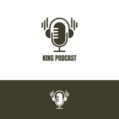 King vectors podcast logo design template